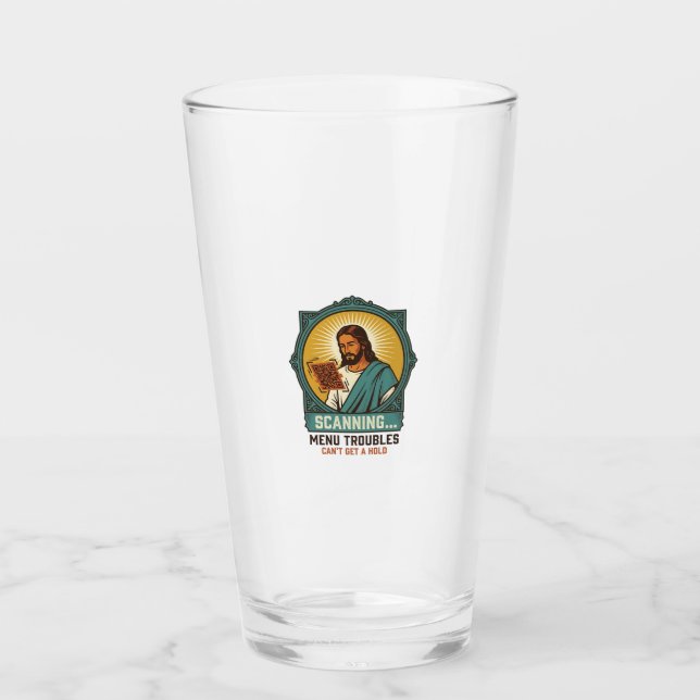 Jesus Blurry QR Code Wont Scan Menu Tech Humor_1 Glass (Front)