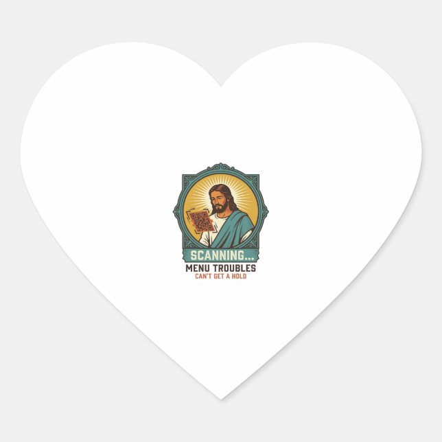 Jesus Blurry QR Code Wont Scan Menu Tech Humor_1 Heart Sticker (Front)