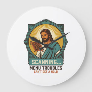 Jesus Blurry QR Code Wont Scan Menu Tech Humor_1 Large Clock