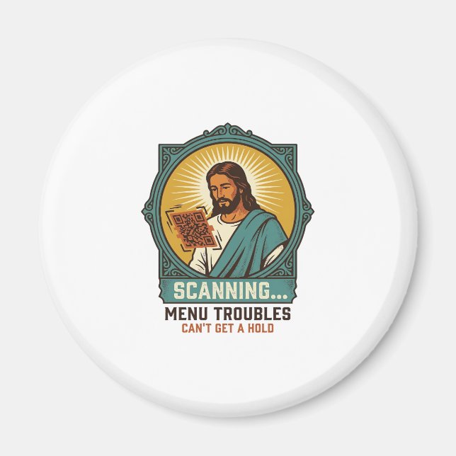 Jesus Blurry QR Code Wont Scan Menu Tech Humor_1 Magnet (Front)