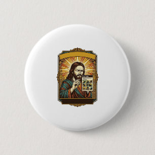 Jesus Blurry Stairs Captcha Test Tech Security Hum 6 Cm Round Badge