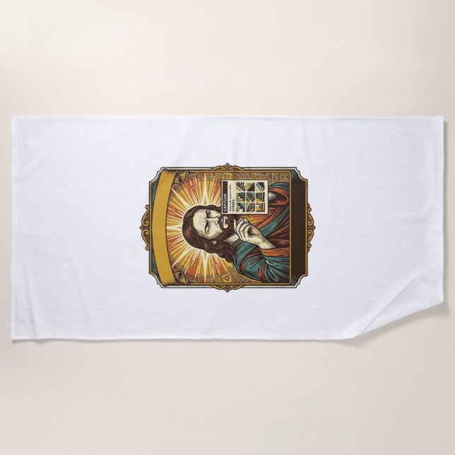 Jesus Blurry Stairs Captcha Test Tech Security Hum Beach Towel (Front)