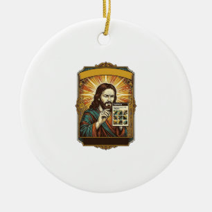 Jesus Blurry Stairs Captcha Test Tech Security Hum Ceramic Tree Decoration