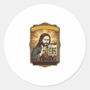 Jesus Blurry Stairs Captcha Test Tech Security Hum Classic Round Sticker