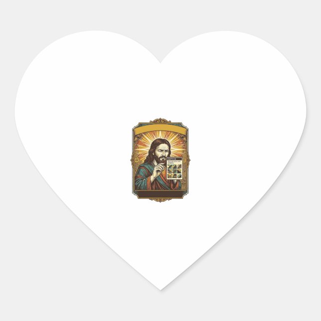 Jesus Blurry Stairs Captcha Test Tech Security Hum Heart Sticker (Front)