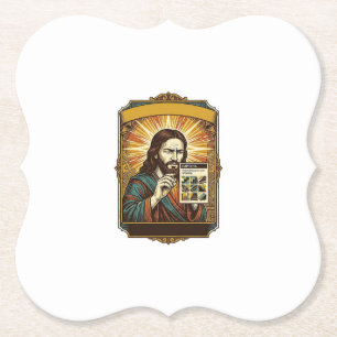 Jesus Blurry Stairs Captcha Test Tech Security Hum Paper Coaster