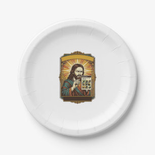 Jesus Blurry Stairs Captcha Test Tech Security Hum Paper Plate