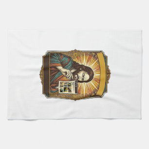 Jesus Blurry Stairs Captcha Test Tech Security Hum Tea Towel