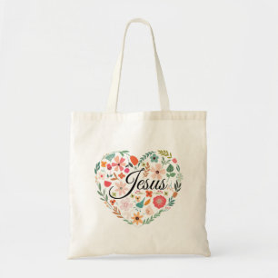 Jesus Boho Christian Heart Motif Inspirational  Tote Bag