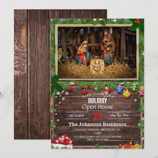Jesus born manger         invitation (Front/Back)
