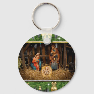 Jesus born manger key ring