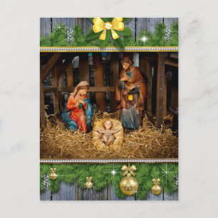Jesus born manger postcard