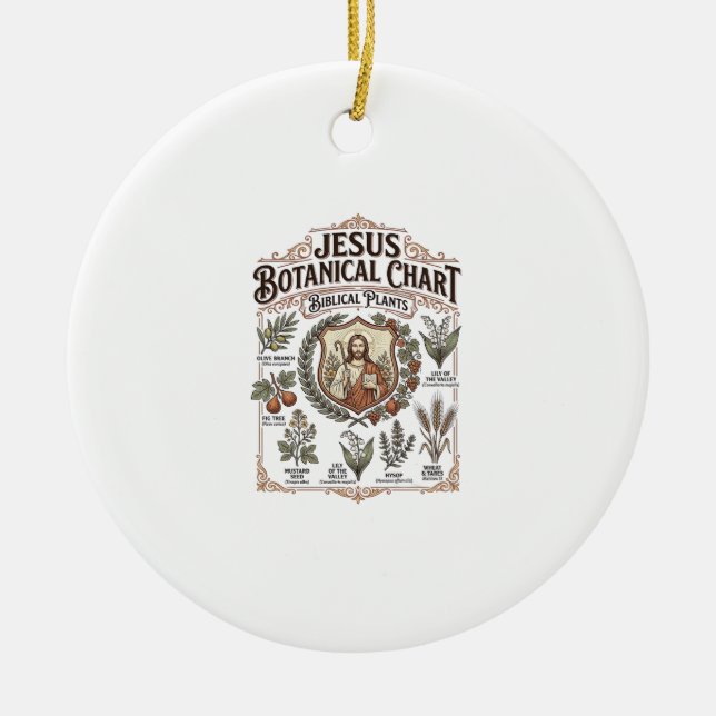 Jesus Botanical Chart Biblical Plants Jesus Botani Ceramic Tree Decoration (Front)
