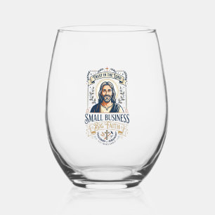 Jesus Boutique Small Business Owner Shirt Christia Stemless Wine Glass