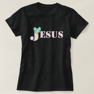 Jesus Bow Christian T-Shirt Pink Coquette Faith