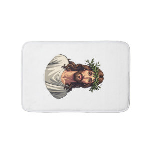 Jesus Branch Crest Vintage Engraving Tee Bath Mat