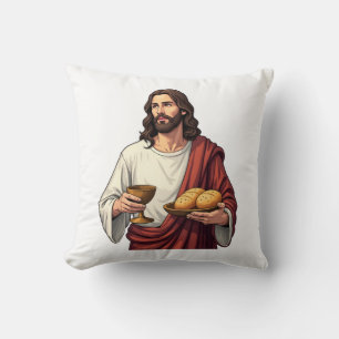 Jesus Bread Wine Vintage Engraving Tee 2 Cushion