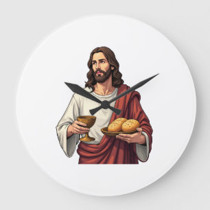 Jesus Bread Wine Vintage Engraving Tee 2 Large Clock