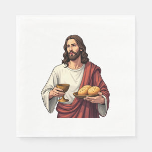 Jesus Bread Wine Vintage Engraving Tee 2 Napkin
