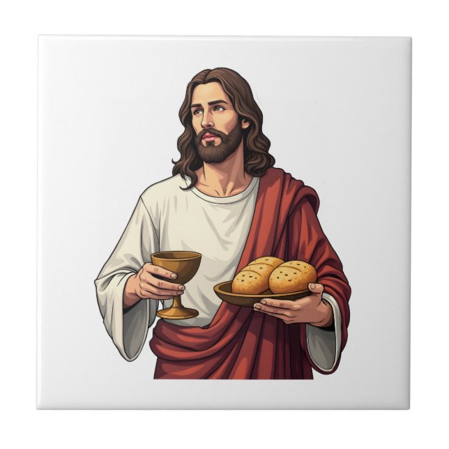 Jesus Bread Wine Vintage Engraving Tee 2 Tile (Front)