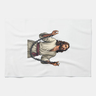 Jesus Broken Chains Vintage Engraving Tee Tea Towel