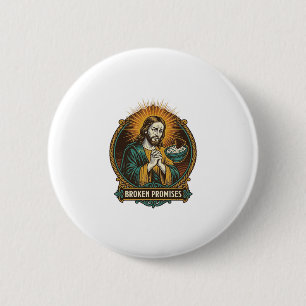 Jesus Broken Chip Stuck In Dip Bowl Party Humor_1 6 Cm Round Badge