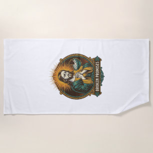 Jesus Broken Chip Stuck In Dip Bowl Party Humor_1 Beach Towel