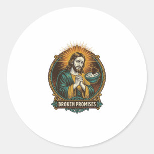 Jesus Broken Chip Stuck In Dip Bowl Party Humor_1 Classic Round Sticker