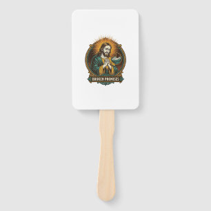 Jesus Broken Chip Stuck In Dip Bowl Party Humor_1 Hand Fan