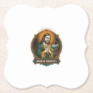 Jesus Broken Chip Stuck In Dip Bowl Party Humor_1 Paper Coaster
