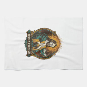 Jesus Broken Chip Stuck In Dip Bowl Party Humor_1 Tea Towel