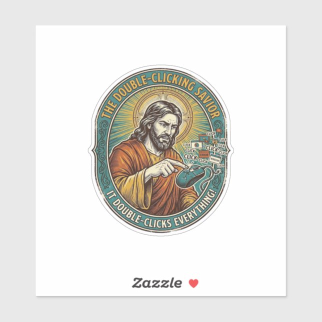 Jesus Broken Double Clicking Mouse IT Office Tech  (Sheet)