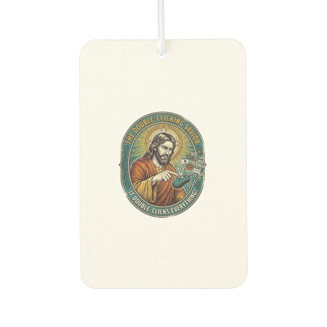 Jesus Broken Double Clicking Mouse IT Office Tech  Car Air Freshener (Front)