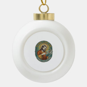 Jesus Broken Double Clicking Mouse IT Office Tech  Ceramic Ball Christmas Ornament