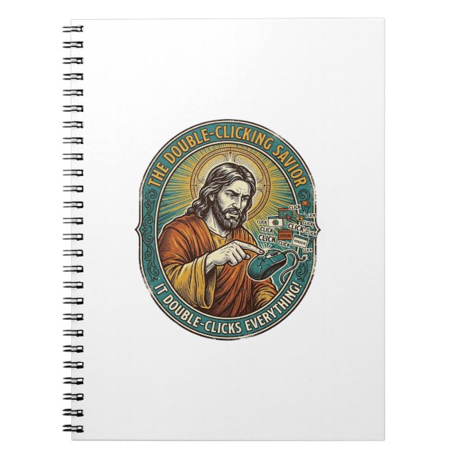 Jesus Broken Double Clicking Mouse IT Office Tech  Notebook (Front)