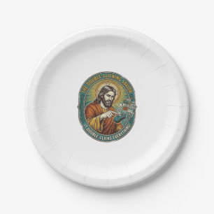 Jesus Broken Double Clicking Mouse IT Office Tech Paper Plate