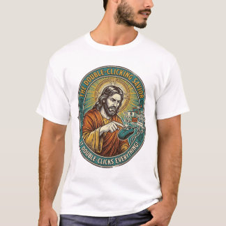 Jesus Broken Double Clicking Mouse IT Office Tech T-Shirt