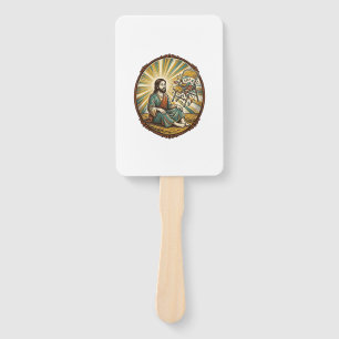 Jesus Broken Folding Chair Party Foul Clumsy Weigh Hand Fan