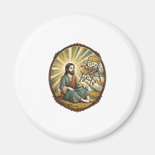 Jesus Broken Folding Chair Party Foul Clumsy Weigh Magnet