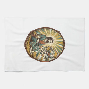 Jesus Broken Folding Chair Party Foul Clumsy Weigh Tea Towel