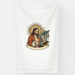 Jesus Broken Standing Desk Stuck Halfway Office Hu Banner