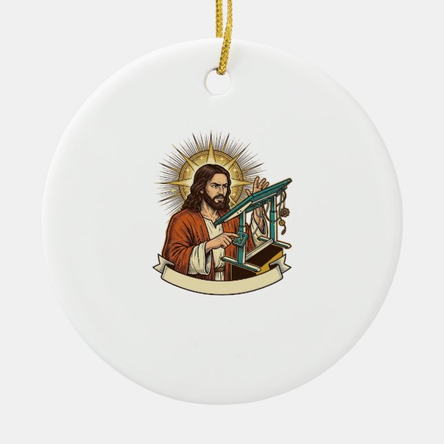 Jesus Broken Standing Desk Stuck Halfway Office Hu Ceramic Tree Decoration (Front)