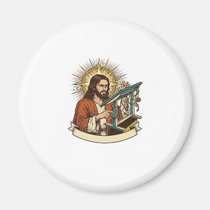 Jesus Broken Standing Desk Stuck Halfway Office Hu Magnet