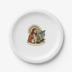 Jesus Broken Standing Desk Stuck Halfway Office Hu Paper Plate