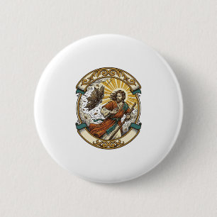 Jesus Broken Umbrella Blown Inside Out Windy Storm 6 Cm Round Badge