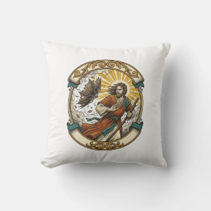 Jesus Broken Umbrella Blown Inside Out Windy Storm Cushion