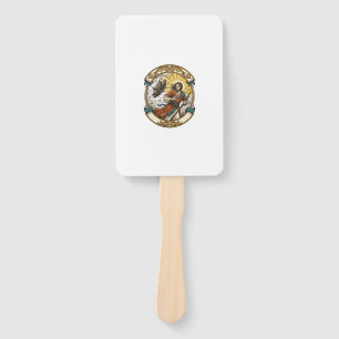 Jesus Broken Umbrella Blown Inside Out Windy Storm Hand Fan