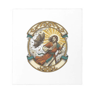 Jesus Broken Umbrella Blown Inside Out Windy Storm Notepad