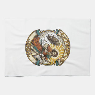 Jesus Broken Umbrella Blown Inside Out Windy Storm Tea Towel