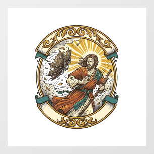 Jesus Broken Umbrella Blown Inside Out Windy Storm Window Cling